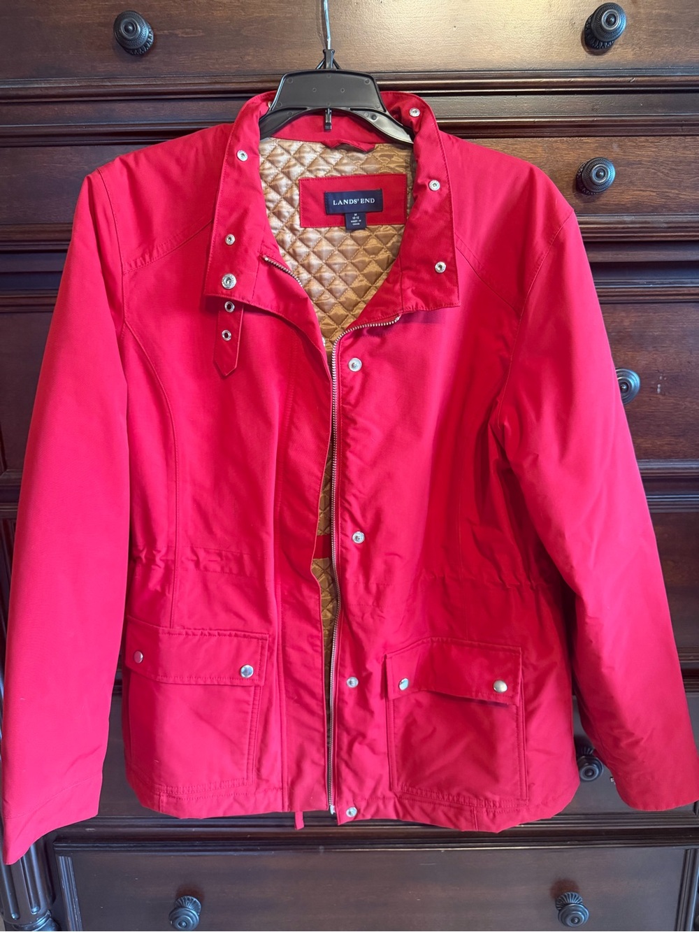 Lands' End Women's Red Quilted-Lined Parka